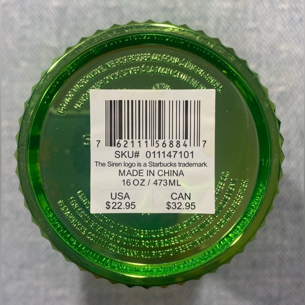 Starbucks Tumbler with Straw 16 oz Metallic Green Bling Studded 2023 Holiday NEW - Picture 4 of 4